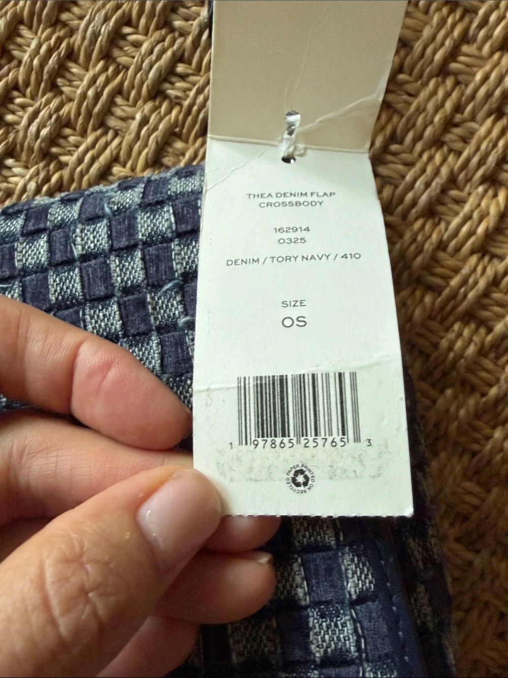 Tory Burch Thea Denim Flap Blue Woven Crossbody Bag